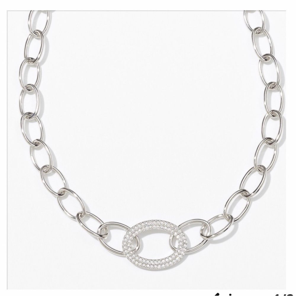 Elegant Crystal Silver Chain Necklace